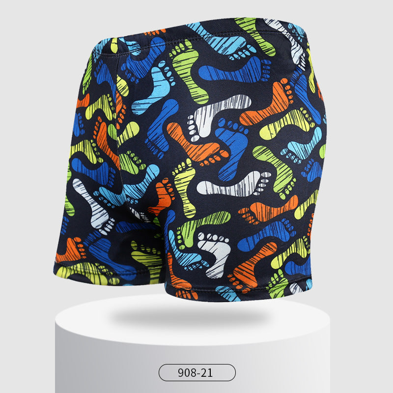 Large Loose Fit Adult Swim Shorts with Beach Print
