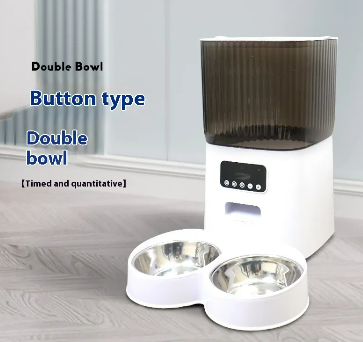 5L Automatic Pet Feeder with Stainless Steel Bowls, Programmable Smart Food Dispenser for Cats and Dogs, Timed Portion Control Feeding Machine