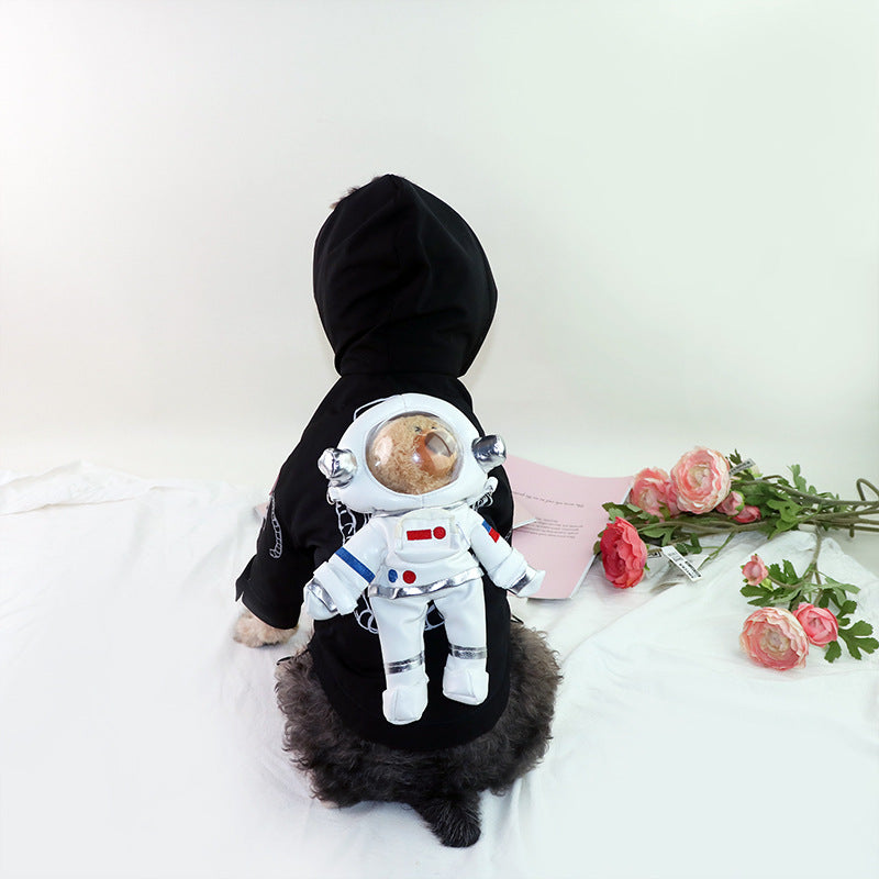 Astronaut Teddy Dog Hoodie, Padded Hooded Jacket with 3D Space Bear Design, Warm Novelty Pet Clothes for Small Medium Dogs