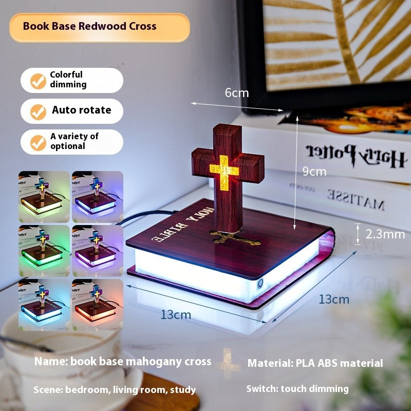 Floating Magnetic Cross Bible Lamp | Christian Home Decor