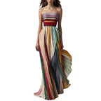 Women's Sexy Tube Top Backless Printed Maxi Dress