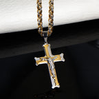 Jesus Christ Crucifix Cross Pendant Byzantine Chain Necklace