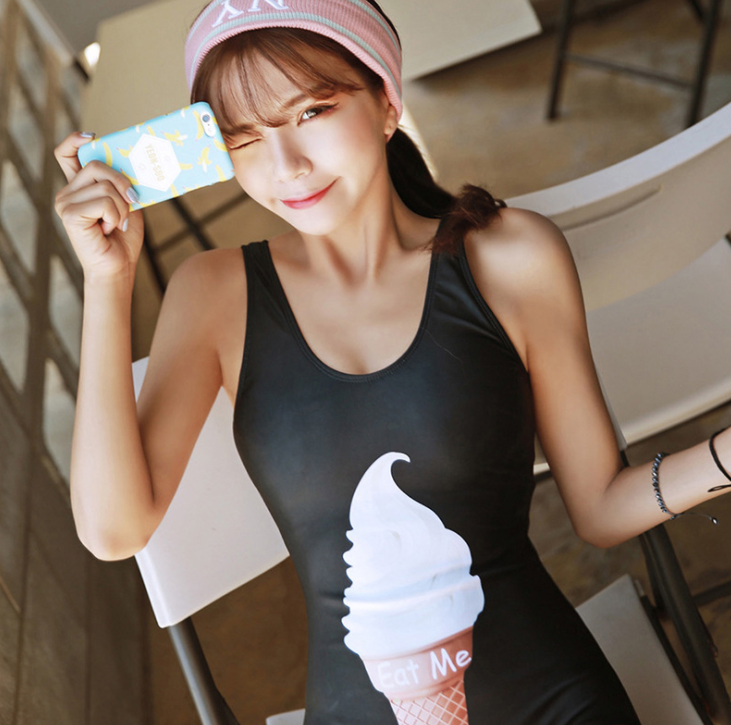 Women's Ice Cream Print One-Piece Swimsuit