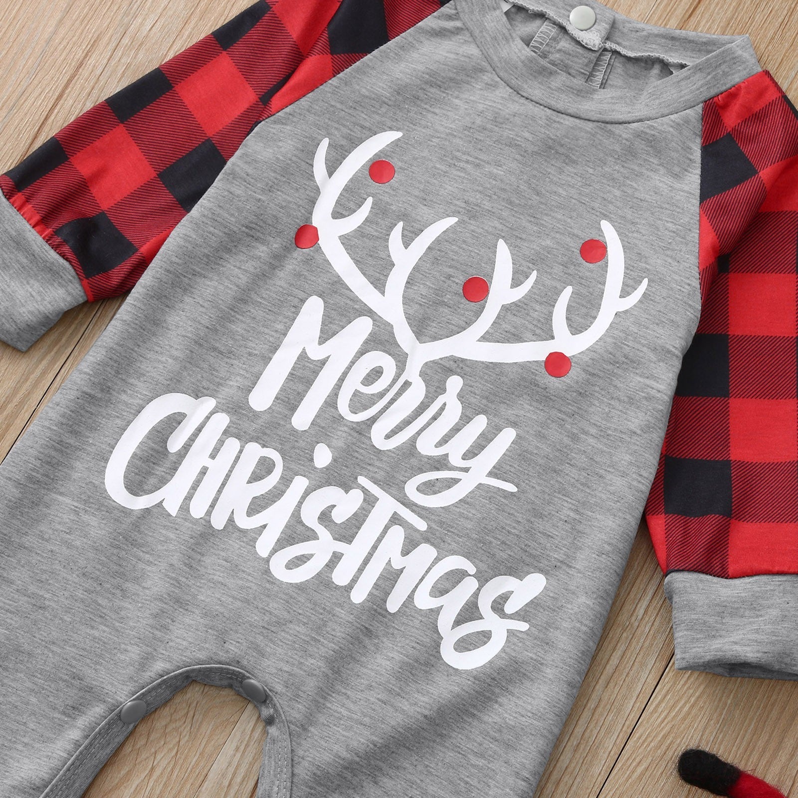 Infant Merry Christmas Plaid Romper