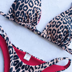 Leopard Print Triangle String Bikini Set
