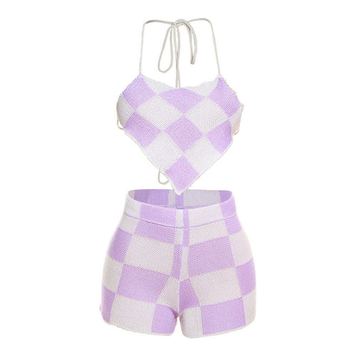 2023 Summer Women's Sexy Hollow Knit Set with Shorts