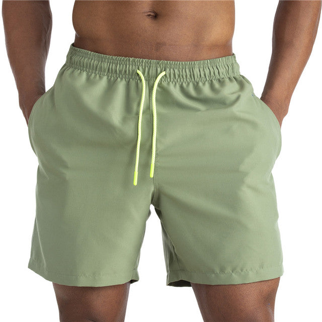 Men's Solid Drawstring Board Short Swim Trunks