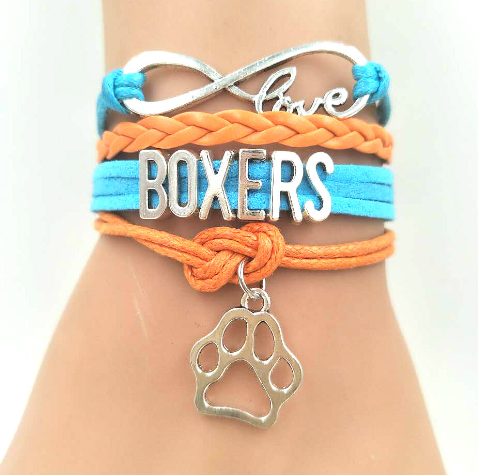 Personalized Woven Leather Bracelet with Paw Charm