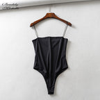 Summer Slim Fit Spaghetti Strap Backless Bodysuit