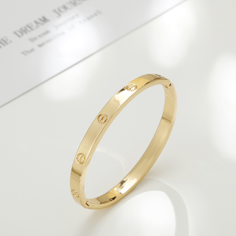 Stainless Steel Screw-Motif Cross Bangle