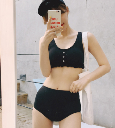 Knitted Halter High-Waist Bikini Set