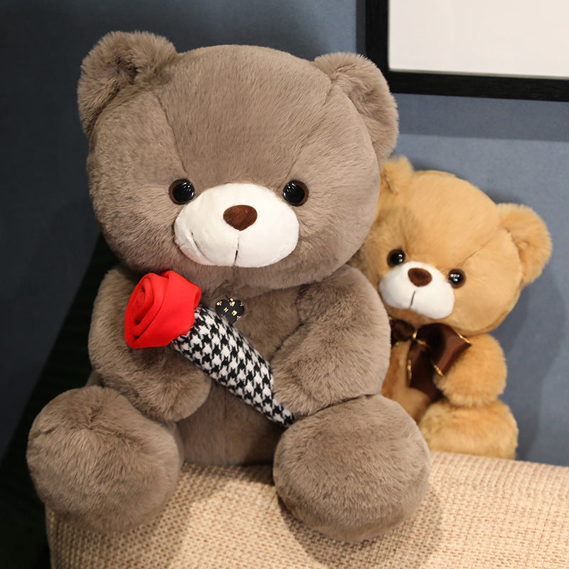 Knot Teddy Bear Plush Toy with Heart and Rose Design | Home Decor