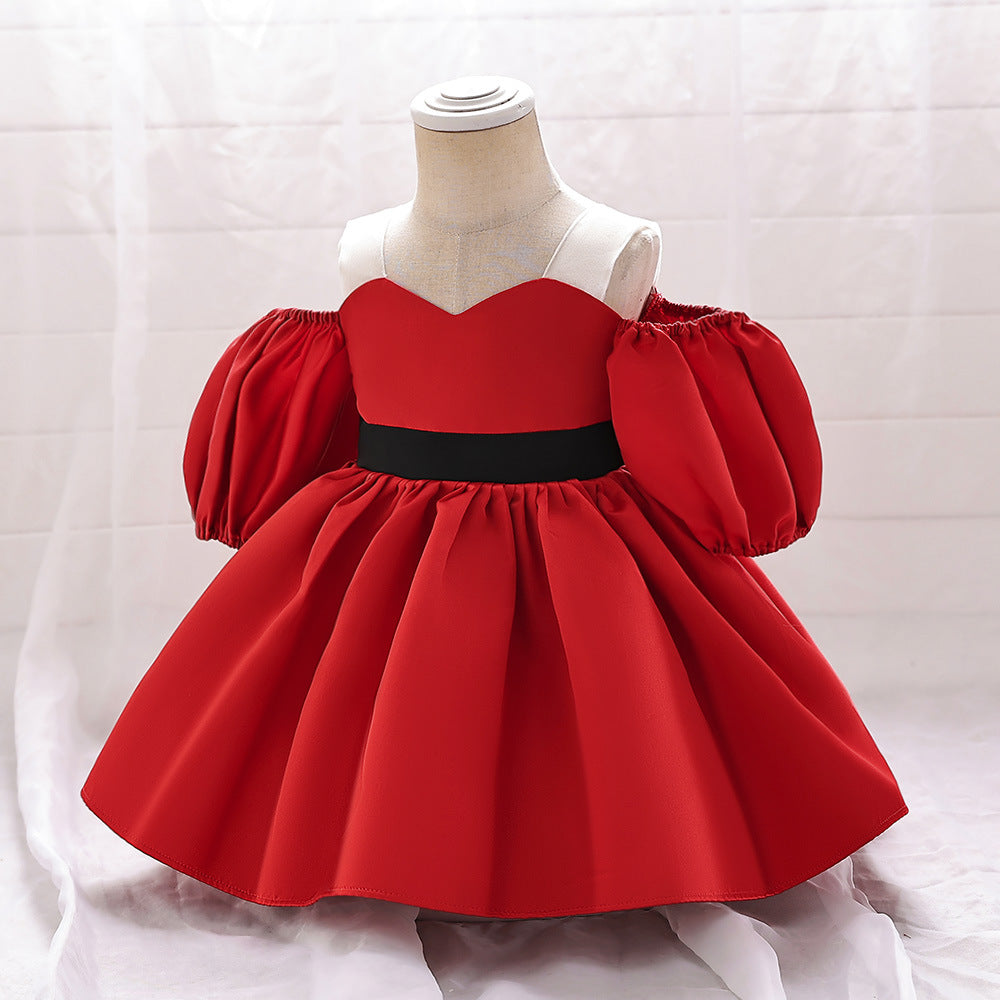 Party Festival Costumes Girls Puff Sleeve Baptism Dress