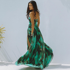 Green Tie-Dye Beach Cover-Up Skirt and Swimsuit Set
