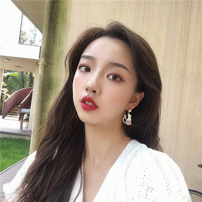 Cat and Balloon Asymmetric Earrings