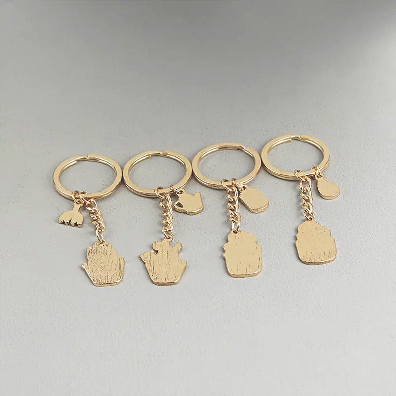 Versatile Plant Keychain - Zinc Alloy Cactus Design | Accessory