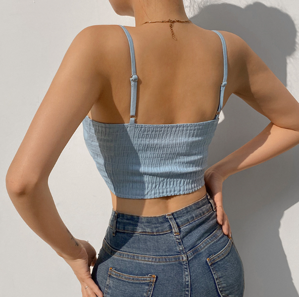 Denim Women's Camisole with Bow - Summer Top