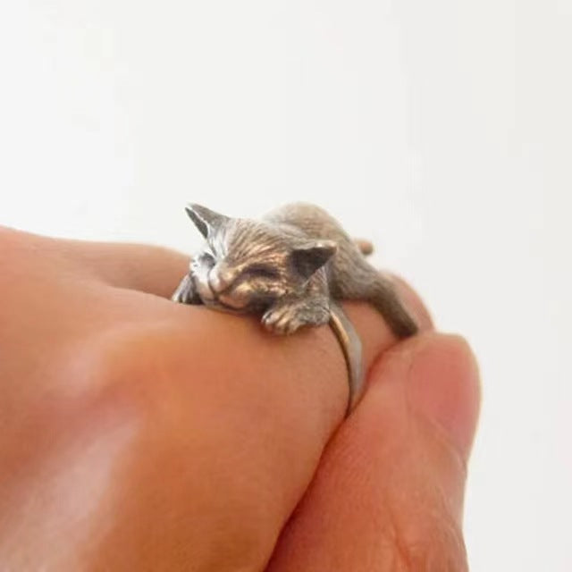 Adjustable Lazy Cat Open Ring