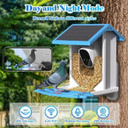 Smart Bird Feeder with Camera Solar Powered WiFi 4MP AI Bird Species Identification Motion Detection Night Vision for Outdoor Bird Watching