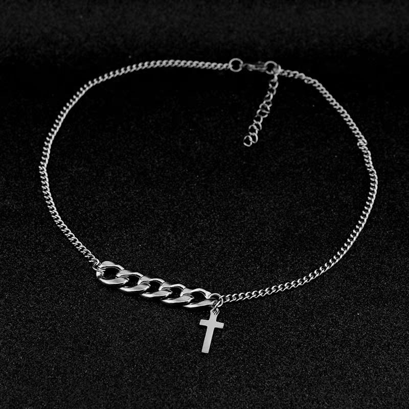 Vintage Short Cross Sweater Chain Necklace for Women
