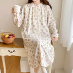 Cotton Gauze Maternity Nightwear for Nursing and Home
