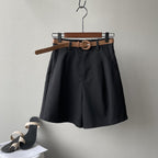 Khaki High-Waisted Loose Summer Shorts for Women