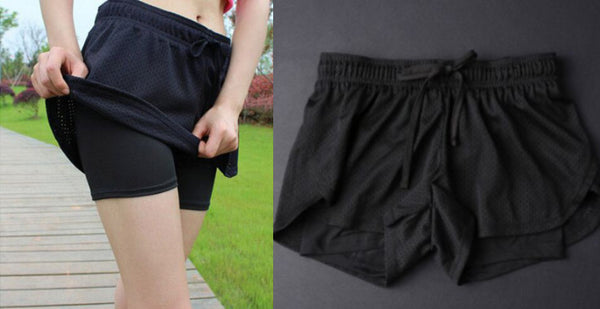Women's Breathable Double-Layer Yoga Shorts