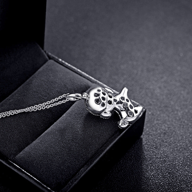 Zirconia Puppy Pendant Necklace