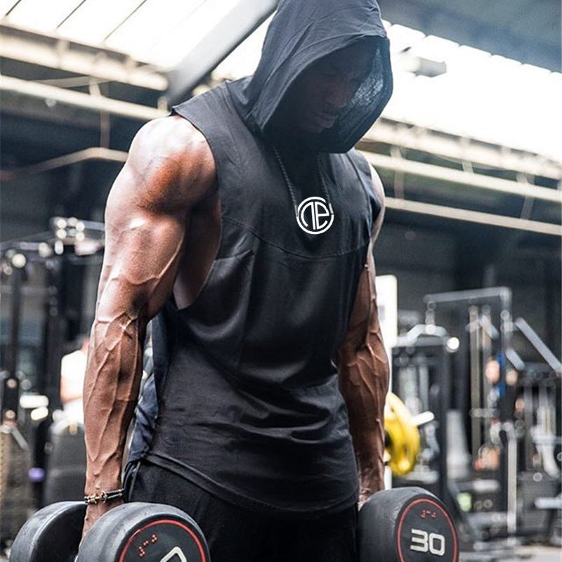 Men's Summer Muscle Brother Hooded Tank Top for Training