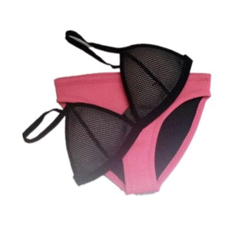 Women's Neoprene Colorblock Push-Up Bikini Set
