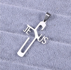Stainless Steel JESUS Cross Pendant Necklace | Christian Jewelry