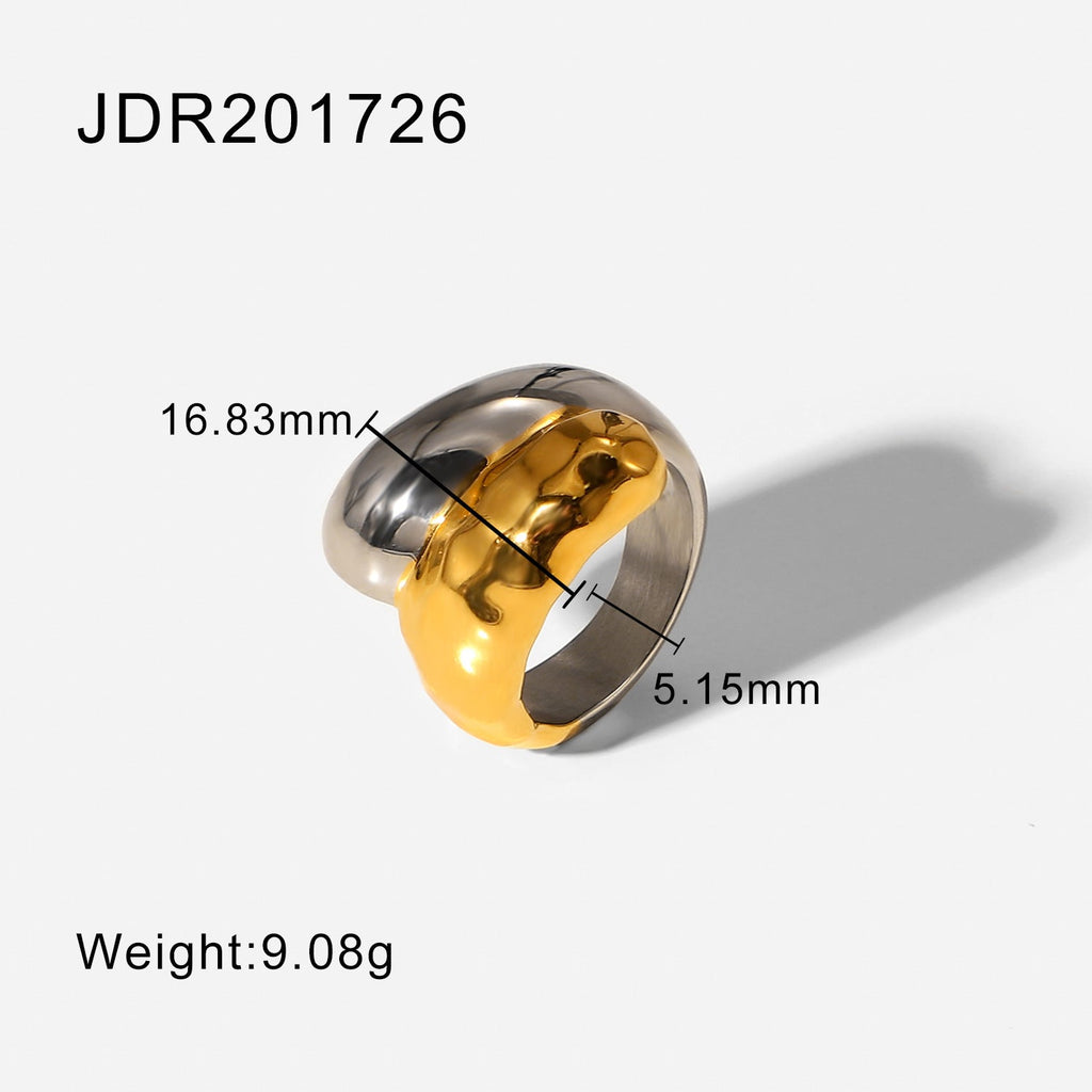 Two-Tone Chunky Dome Stainless Steel Ring
