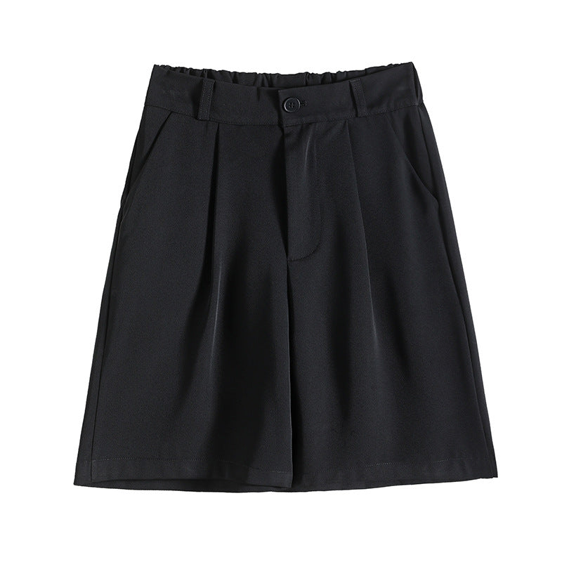 Black High-Waisted Loose Fit Summer Shorts for Women