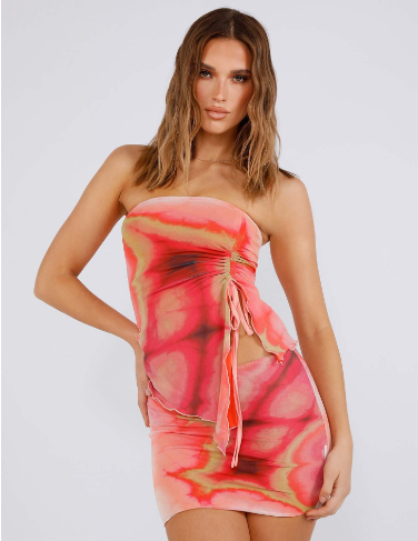 Y2K Women’s 2-Piece Strapless Crop Top & Mini Skirt Set