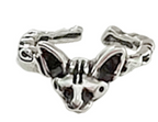 Vintage Silver Cat and Paw Adjustable Ring for Women
