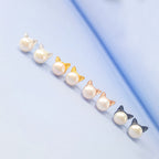 Silver Freshwater Pearl Cat Ears Stud Earrings
