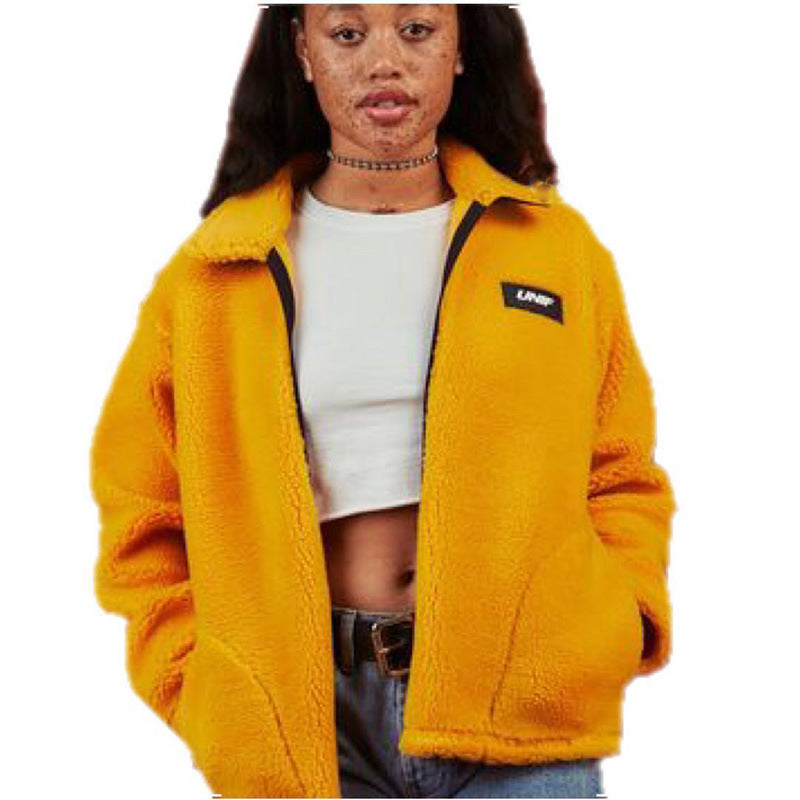 Teddy Bear Yellow Plush Women's Cotton Jacket