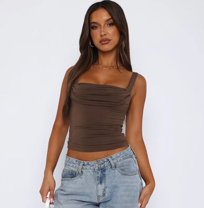 Women's Solid Color Square Collar Sleeveless Camisole