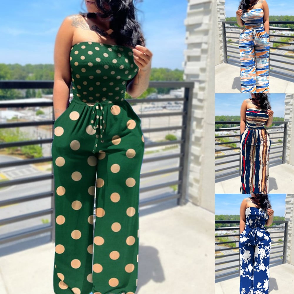Sleeveless Printed Tube Top Jumpsuit for Women