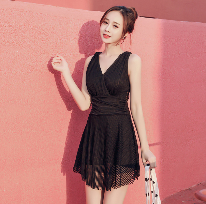 Pleated Skirted One-Piece Swimdress