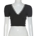 Gothic Sexy Bodycon Lace Crop Top for Women