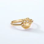Silver Cat Paw Open Ring with Zircon