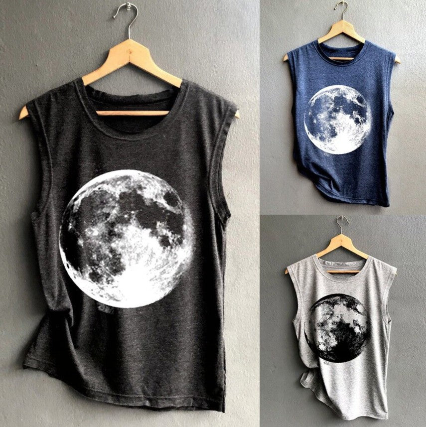 Earth Print Tank Top, Printed Vest, Sleeveless Top