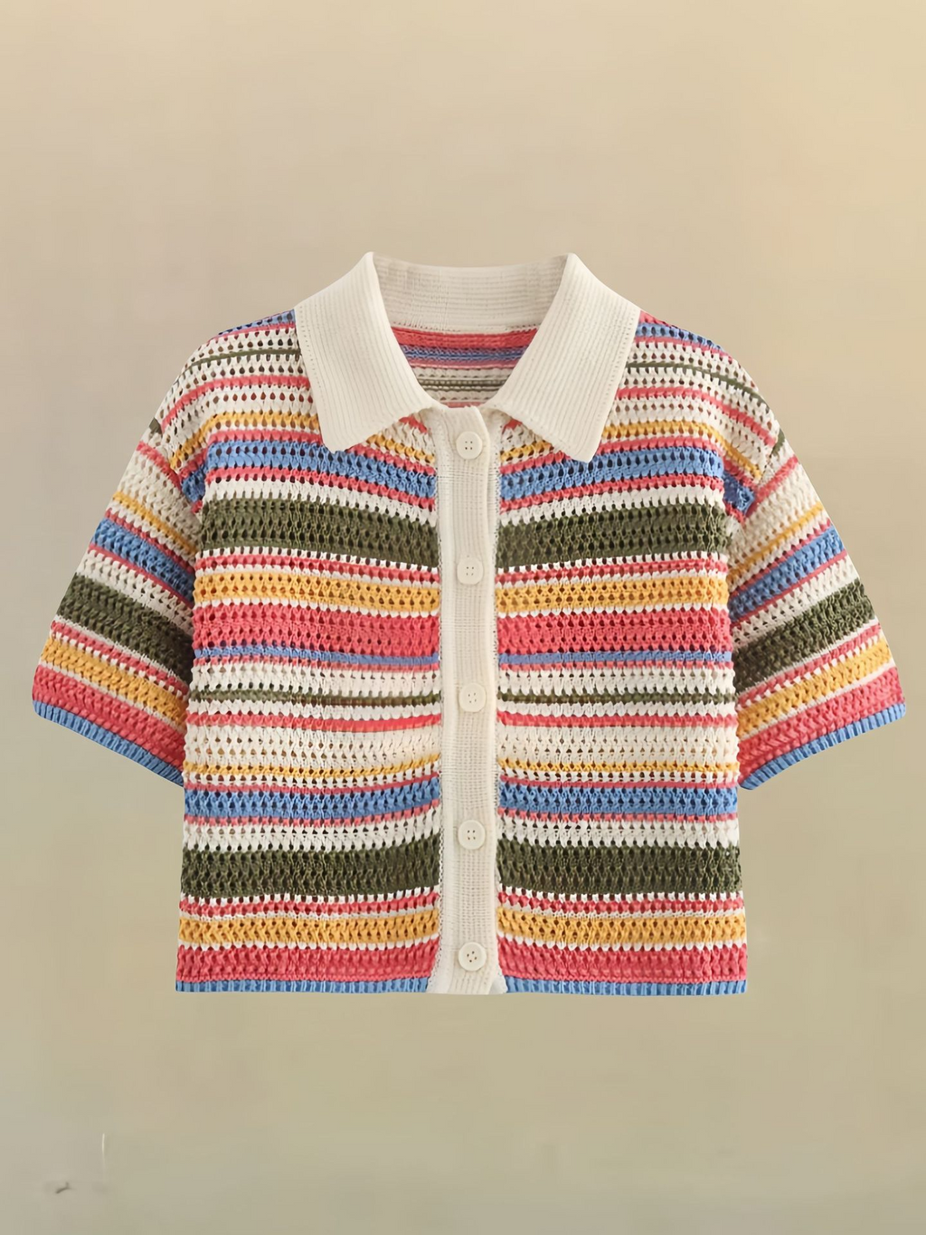 Colorful Striped Knitted Women's Suit - Top, Shorts, and Sets