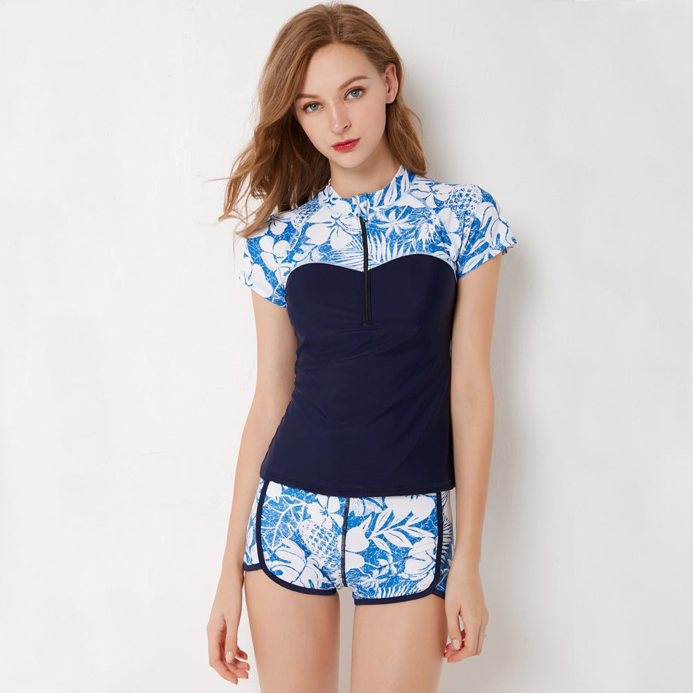Two-Piece Short Sleeve Rash Guard Swim Set