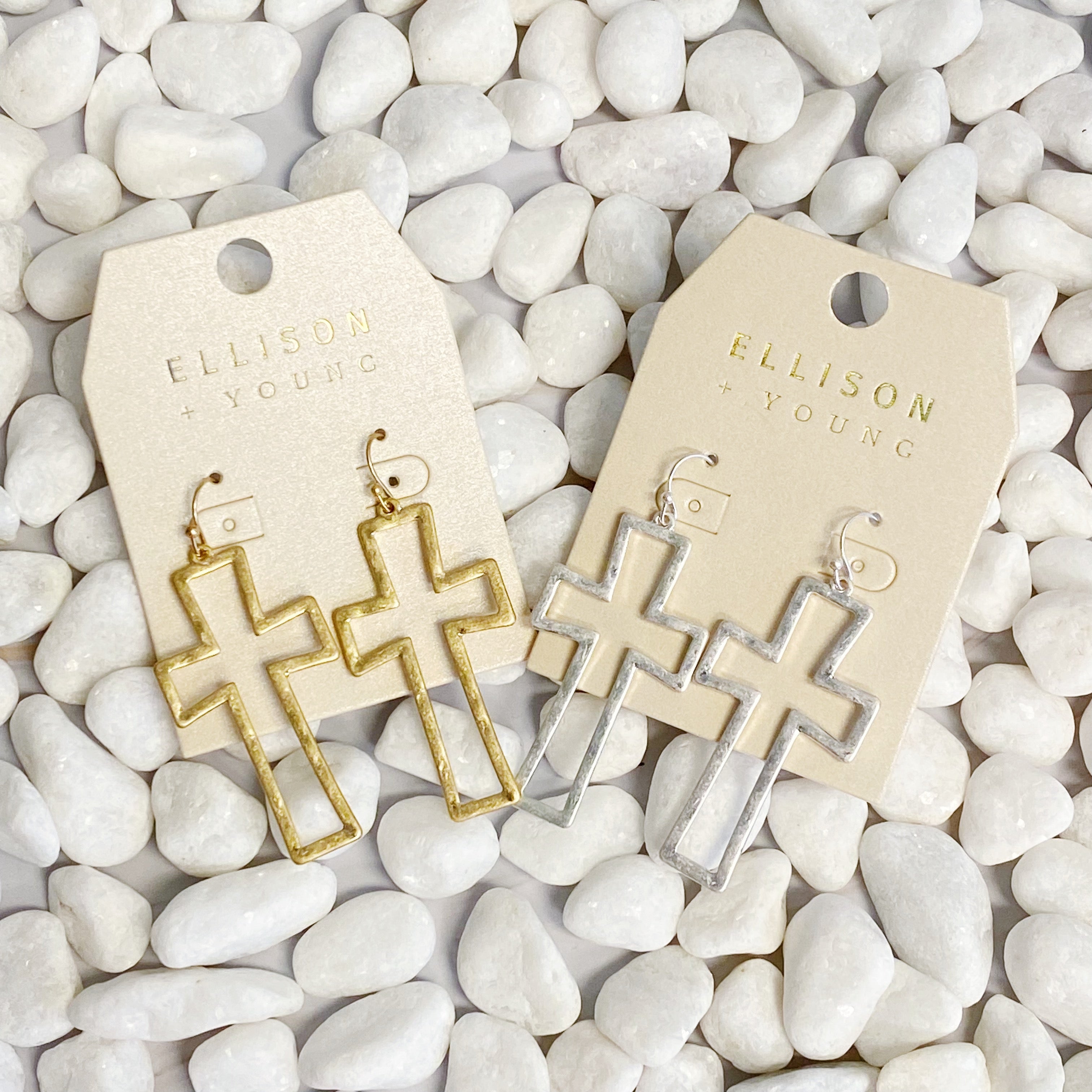 Dangle Cross Outlined Earrings | Christian Jewelry