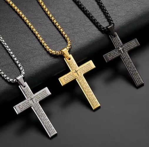 Lord's Prayer Cross Pendant Necklace