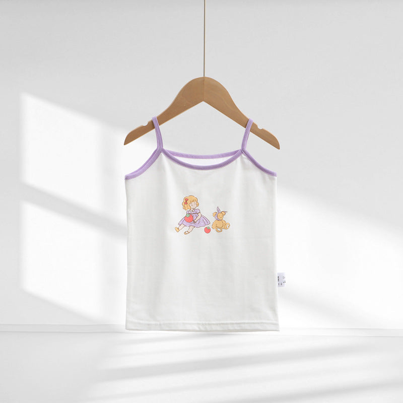 Summer New Girls' Cotton Cartoon Print Tank Top