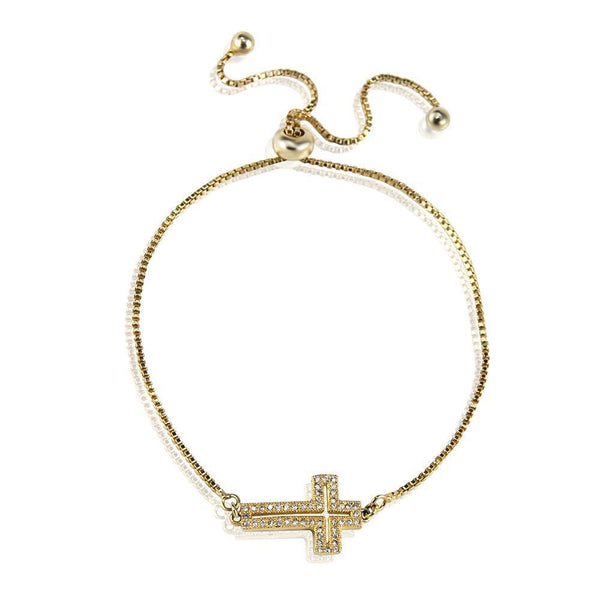 Gold Cross Adjustable Bolo Bracelet