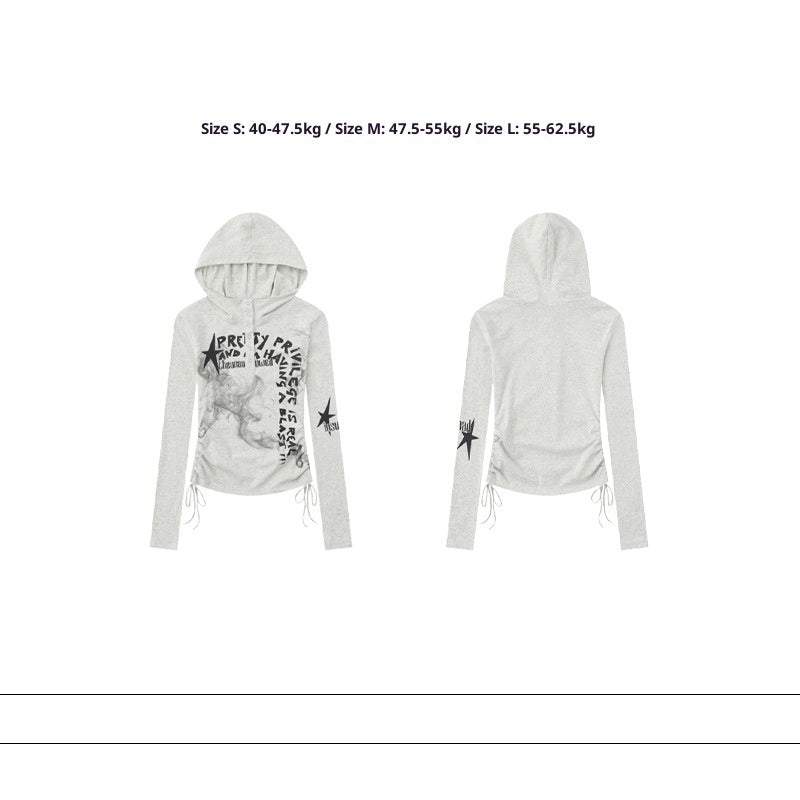 Slim Fit Printed Cropped Hoodie